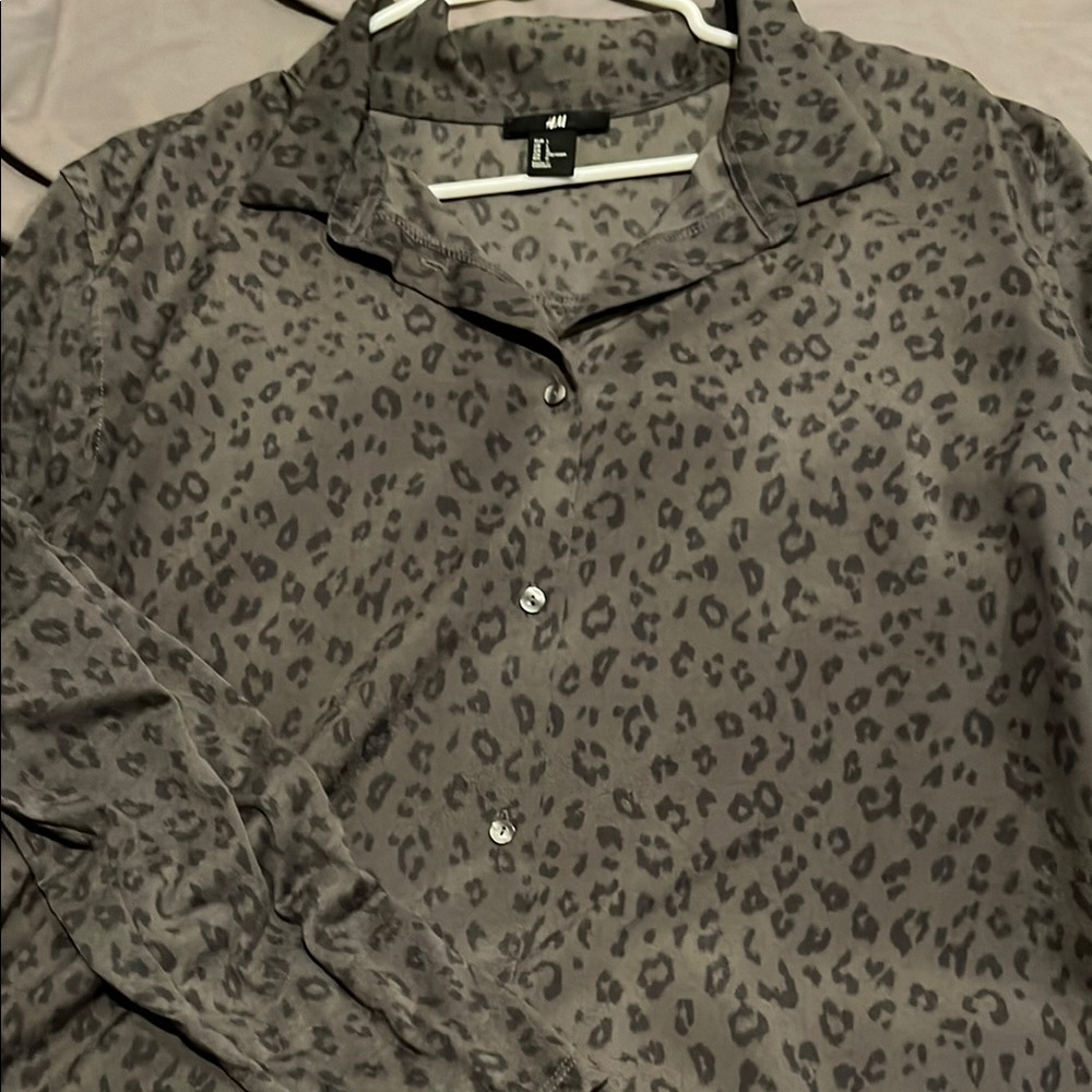 H&M Charcoal Leopard Print Shirt